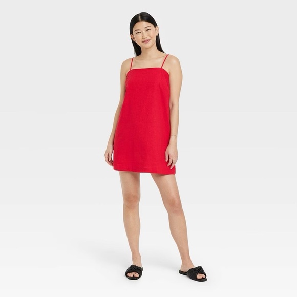 a new day Dresses & Skirts - A New Day Red Linen Mini Dress - Size Large